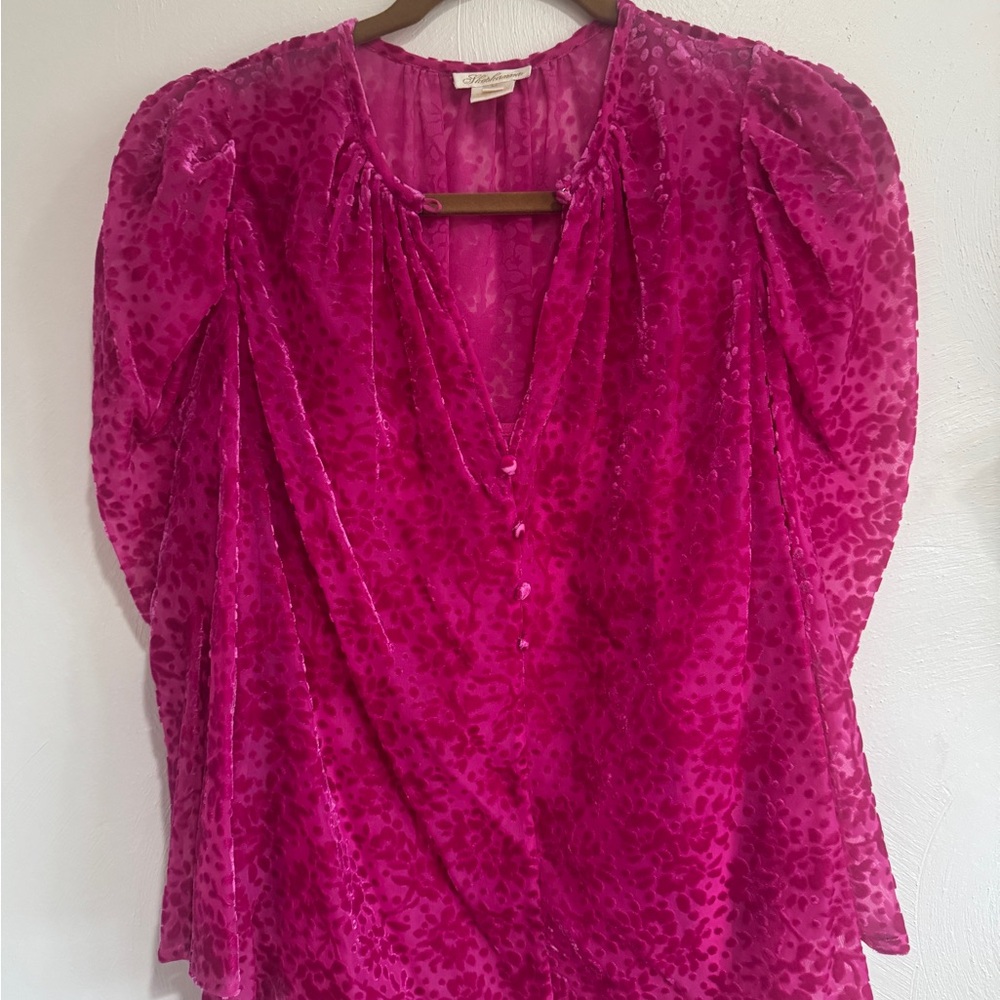 Shoshanna Velvet Pink Floral Print Women's Top Size M
